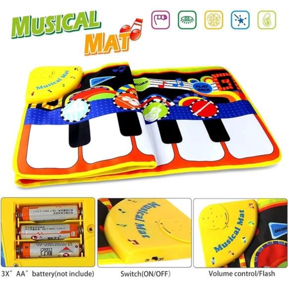 Piano Mat, Toddler Toys Musical Mat with 25 Music Sounds Floor Piano Keyboard - Picture 4 of 6